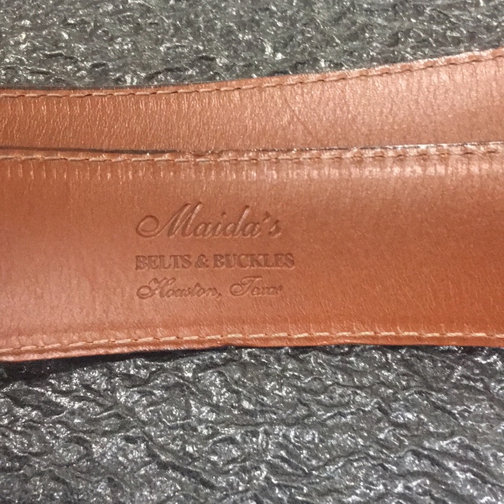 Handcrafted Calfskin NEW Maida's Luxury Mens/Unisex Brown Leather Belt - Size 44 - Picture 5 of 16